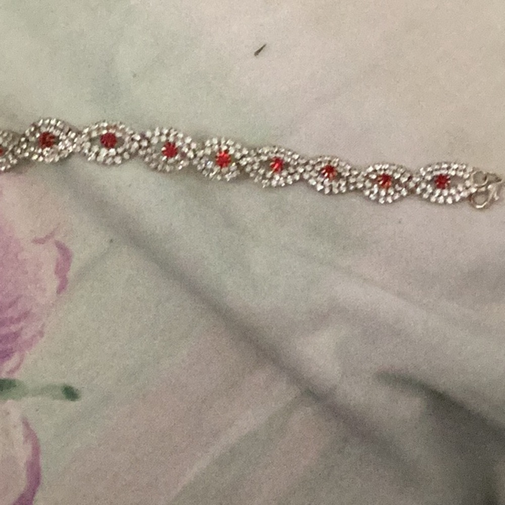 Silver Bracelet with Red Accents